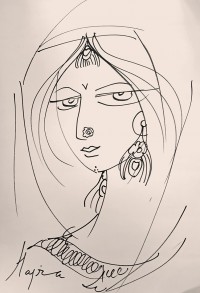 Hajra Mansoor, 14 x 21 inch, Marker on paper, Figurative Painting, AC-HM-059